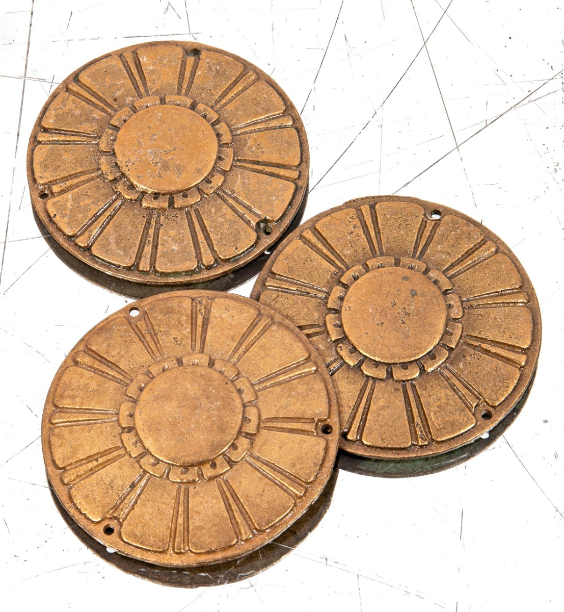 three matching original historically important cast bronze cook county courts building interior courtroom bronze plaques