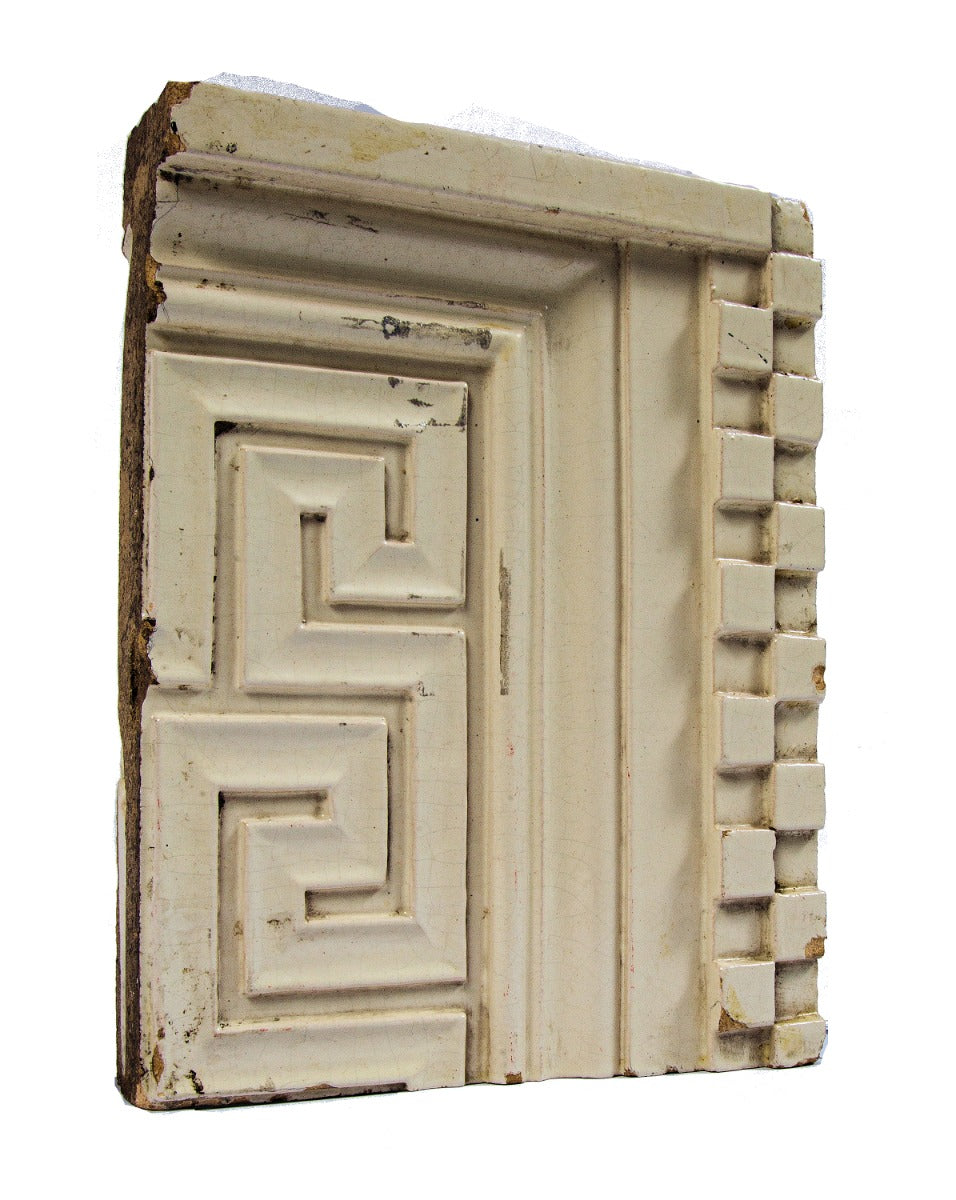 historically important original neoclassical style white glazed terra cotta terra cotta panel from burnham's railway exchange building