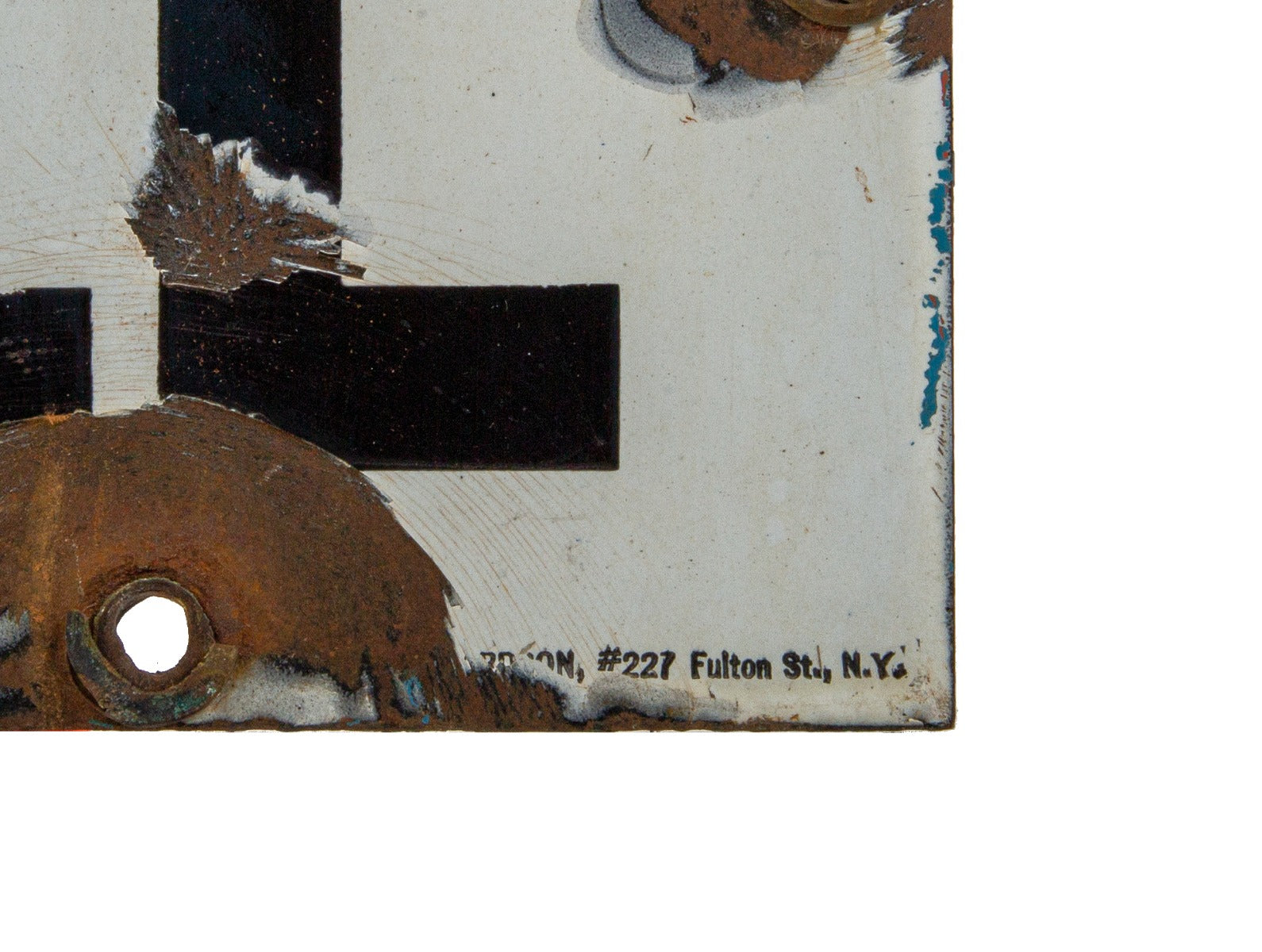 c. 1930's american industrial single-sided new york subway city hall station flush mount porcelain enameled column sign