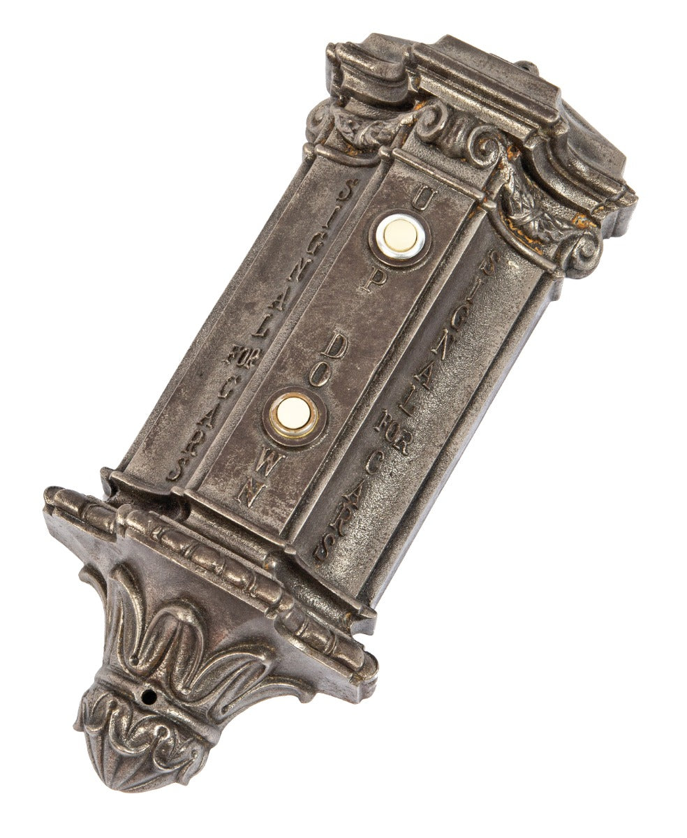 late 19th century original ornamental cast iron old colony building lobby elevator call box designed by holabird and roche