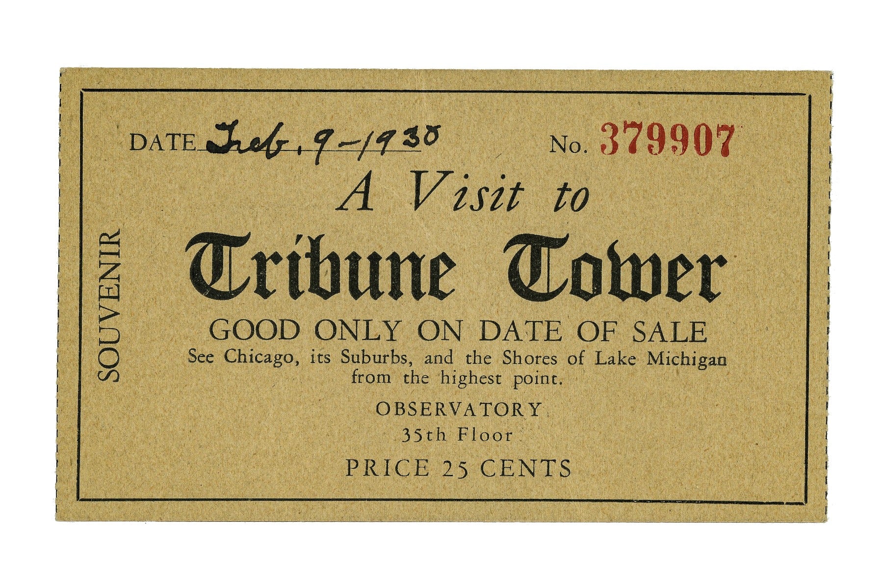 original 1930s hard to find chicago tribune tower observatory ticket stub and profusely illustrated souvenir booklet