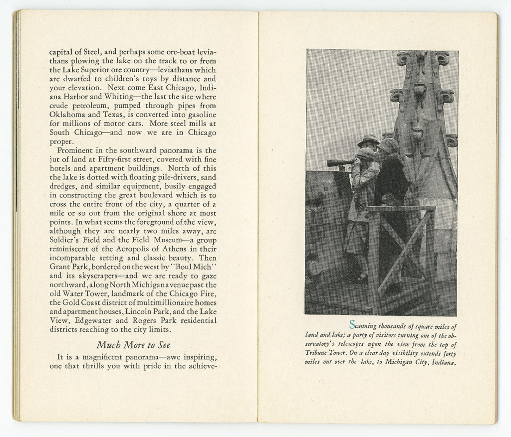 original 1930s hard to find chicago tribune tower observatory ticket stub and profusely illustrated souvenir booklet