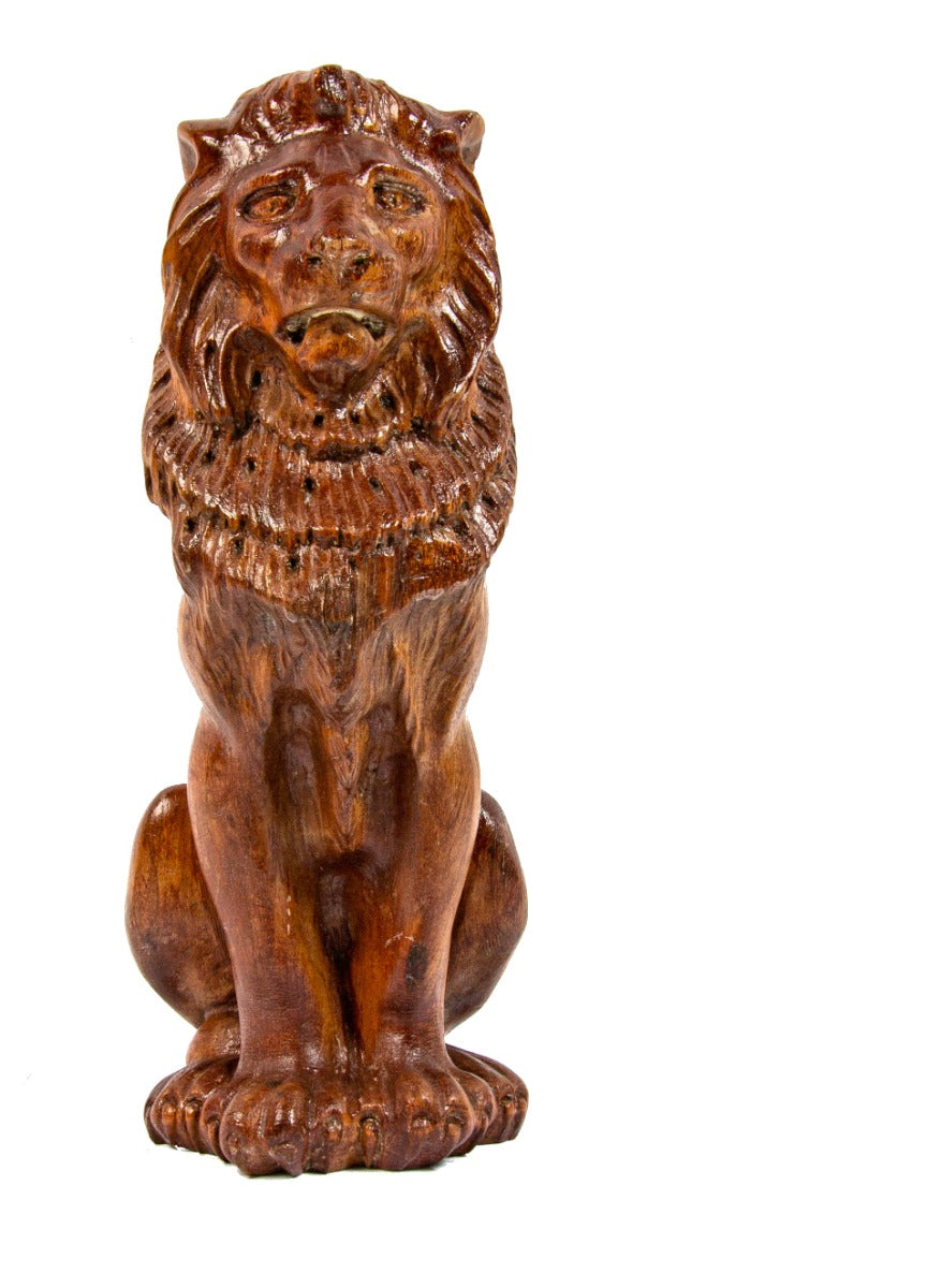 19th century american full-figured solid cherry wood salvaged chicago interior residential rearing lion with intricately carved features