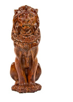 19th century american full-figured solid cherry wood salvaged chicago interior residential rearing lion with intricately carved features