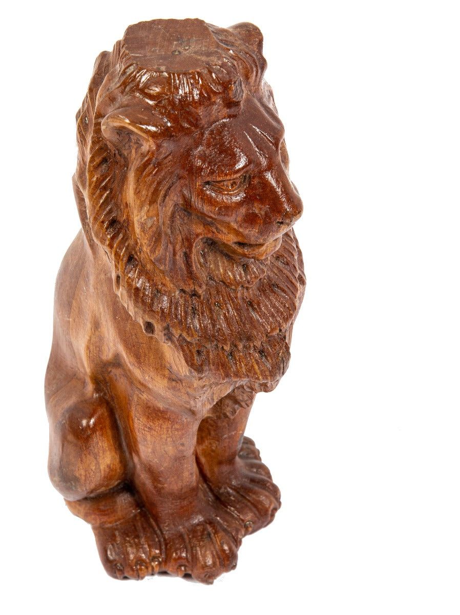 19th century american full-figured solid cherry wood salvaged chicago interior residential rearing lion with intricately carved features