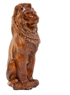 19th century american full-figured solid cherry wood salvaged chicago interior residential rearing lion with intricately carved features