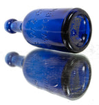 1850's antique american iron pontiled dark cobalt blue applied blobtop soda or mineral water bottle manufactured fort the burroughs wellcome company