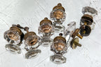 group of seven matching early 20th century vintage american medical cabinet pressed glass drawer pulls