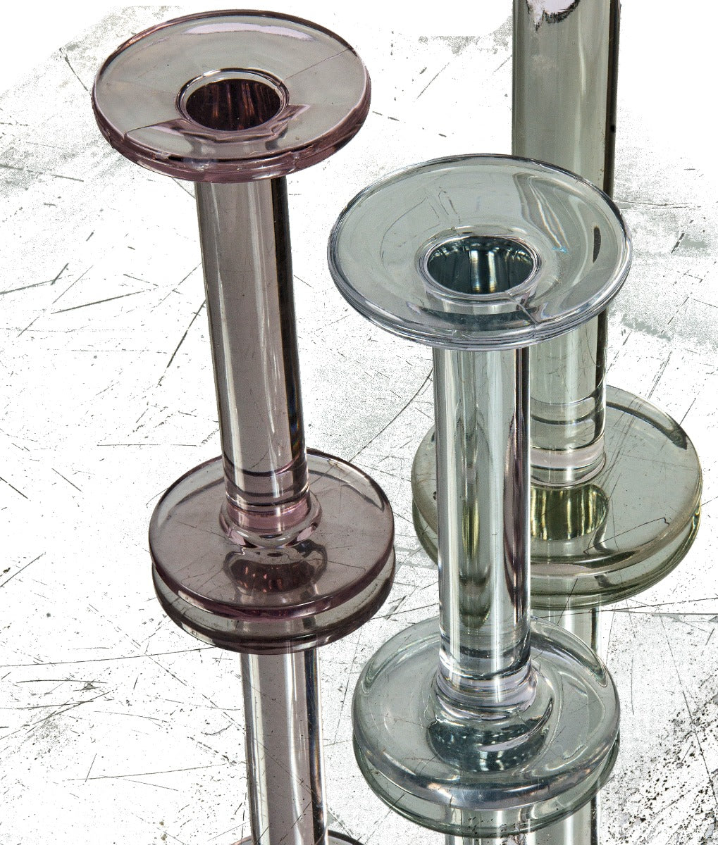 group of thee 1930s american art deco style solid glass department store hat display stands