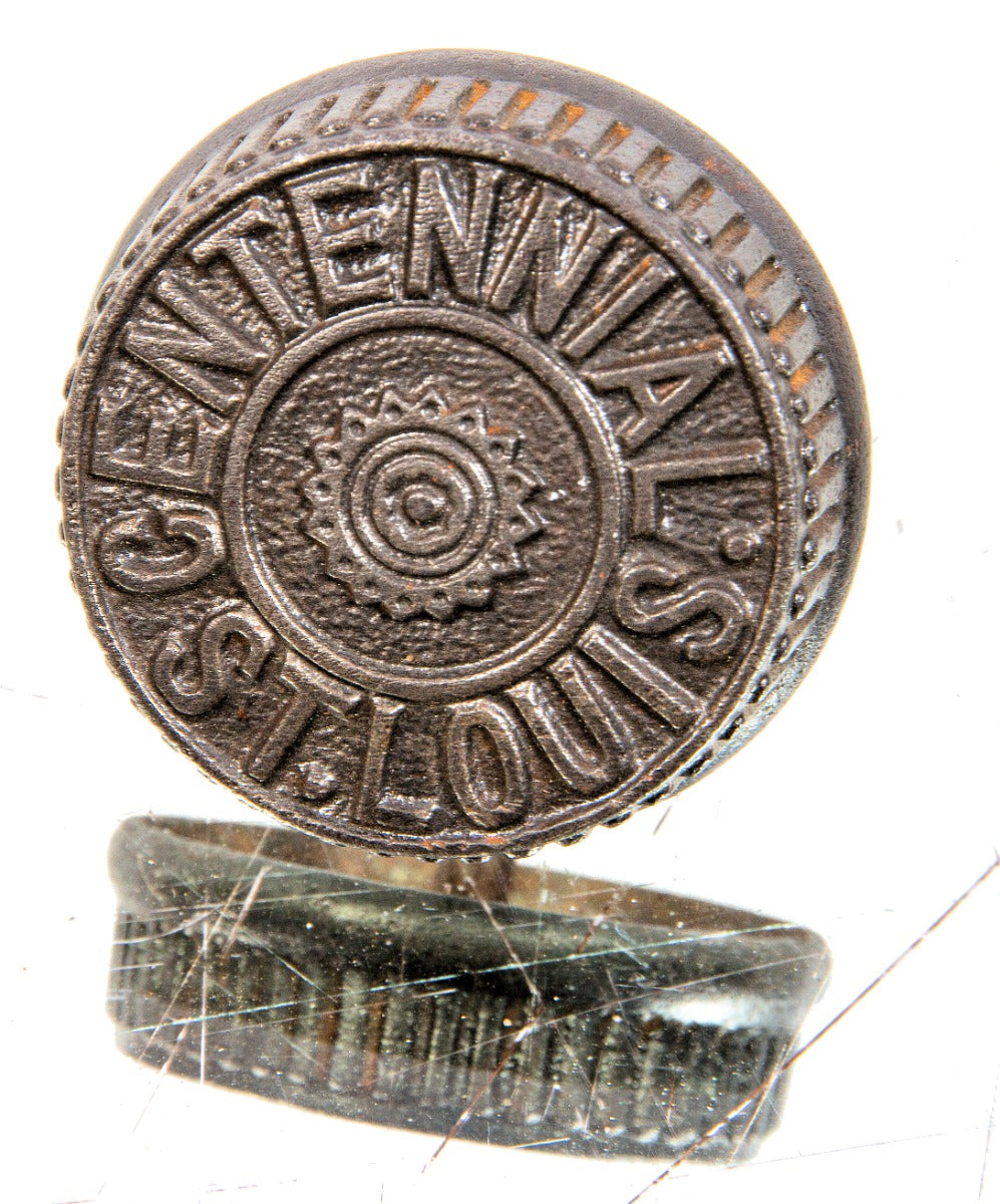 19th century antique american ornamental cast iron "st. louis centennial" custom-designed icebox door handle