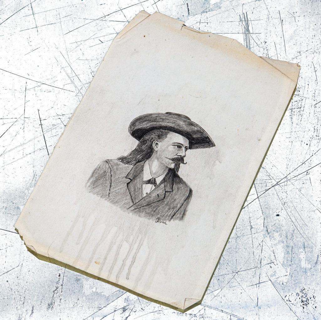 original c. 1888-92 graphite pencil portrait of the famous william f. "buffalo bill" cody by artist odin j. oyen