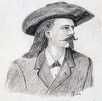 original c. 1888-92 graphite pencil portrait of the famous william f. "buffalo bill" cody by artist odin j. oyen