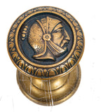 rare original 1880 ornamental cast bronze "greek head" soldier doorknob executed by the mallory wheeler company