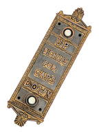 historically important 1892 betz building interior lobby cast iron elevator push button call box with traces of copper-plating