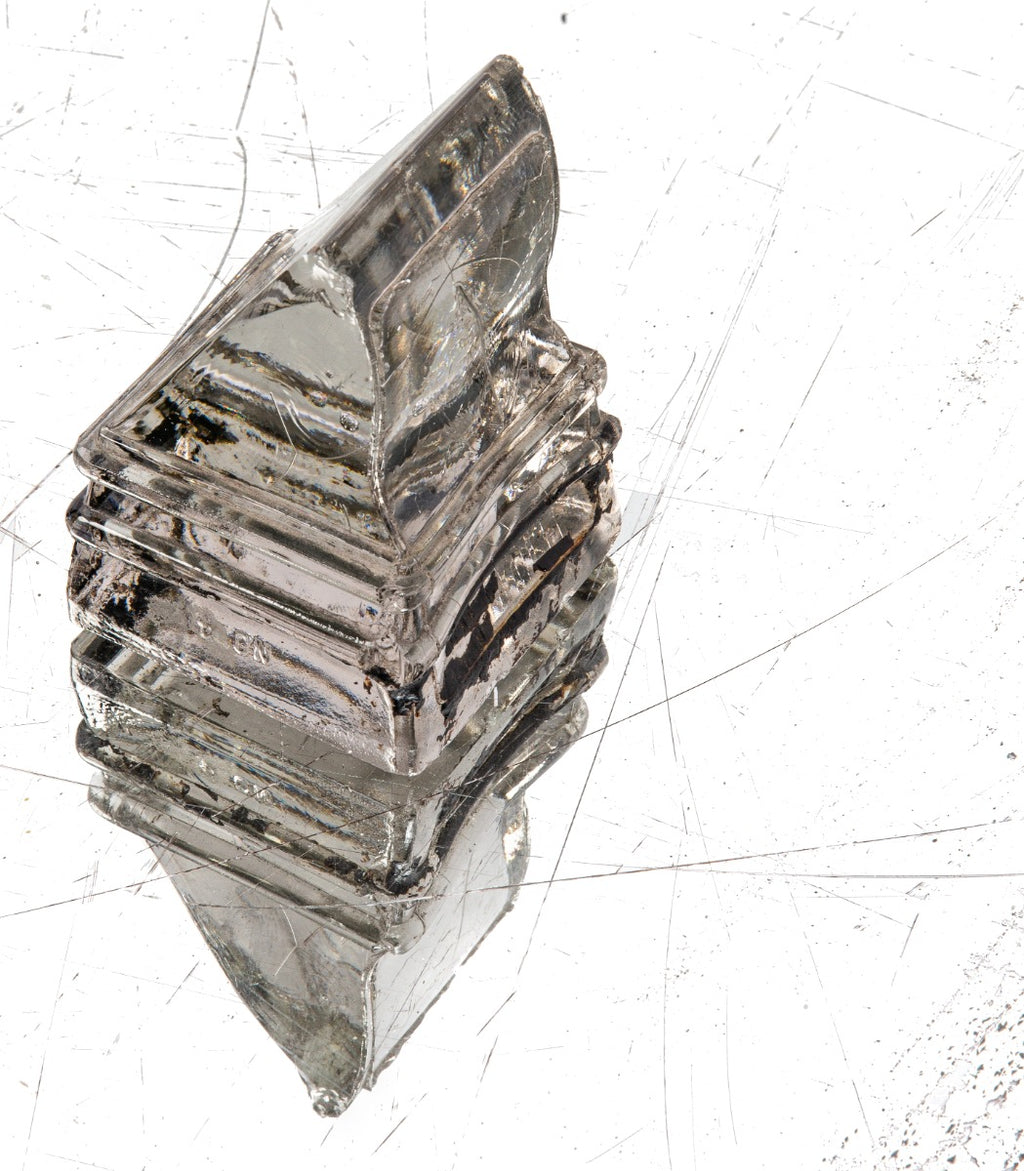 rare all original and completely intact early 20th century reinforced concrete sidewalk solid "no. 4" standard square pendant glass prism