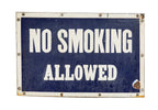 rare 1900s salvaged new york city subway cobalt blue porcelain enameled "no smoking" sign