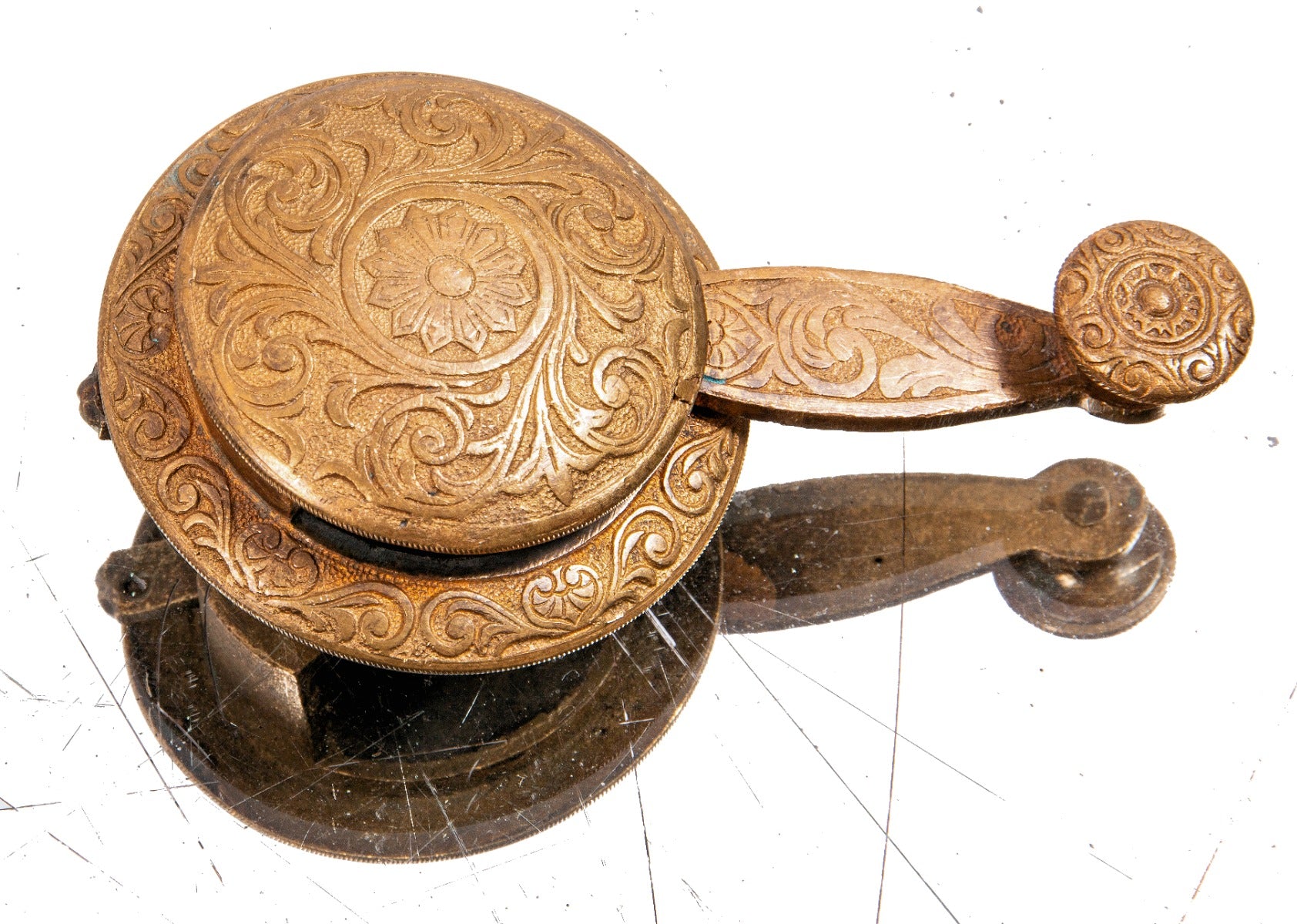 original c. 1870's high victorian ornamental cast bronze interior residential "servant call" wall-mount bell lever