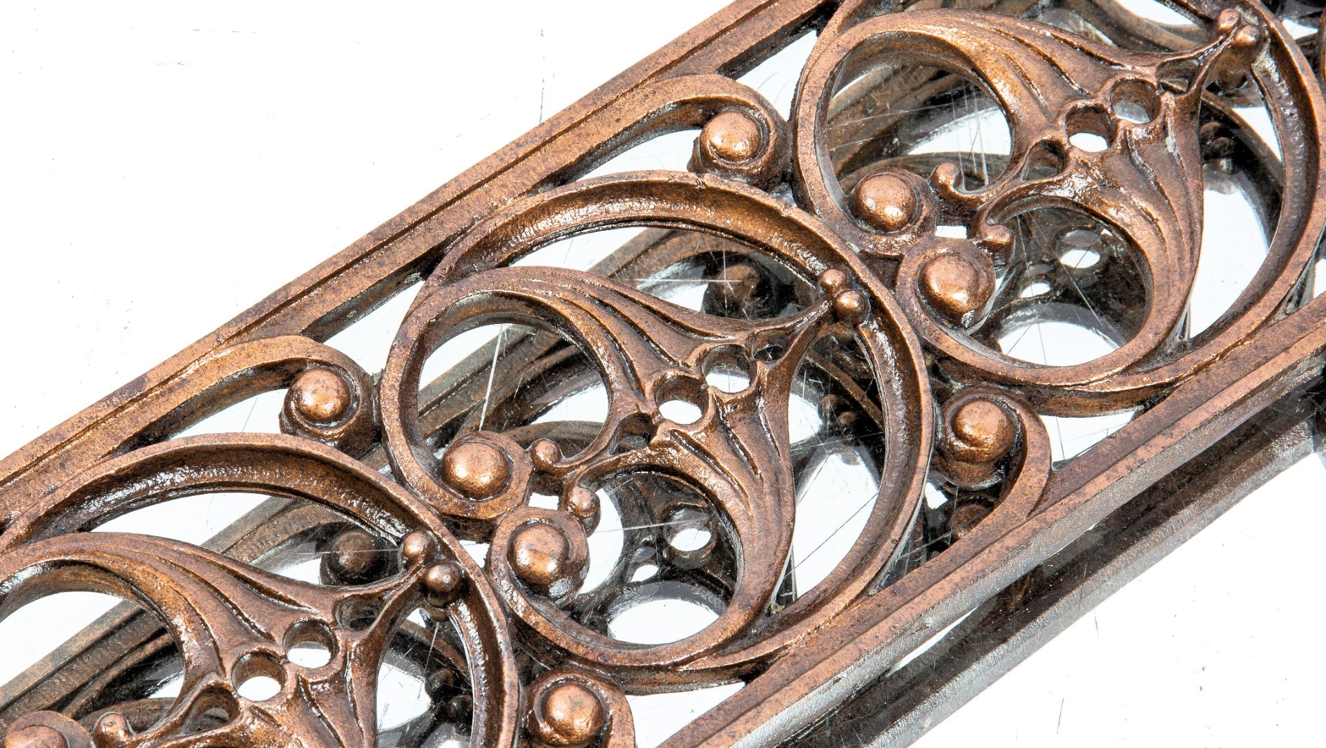 original copper-plated cast iron staircase balustrade salvaged from s.s. beman's 14-story pabst commerical building