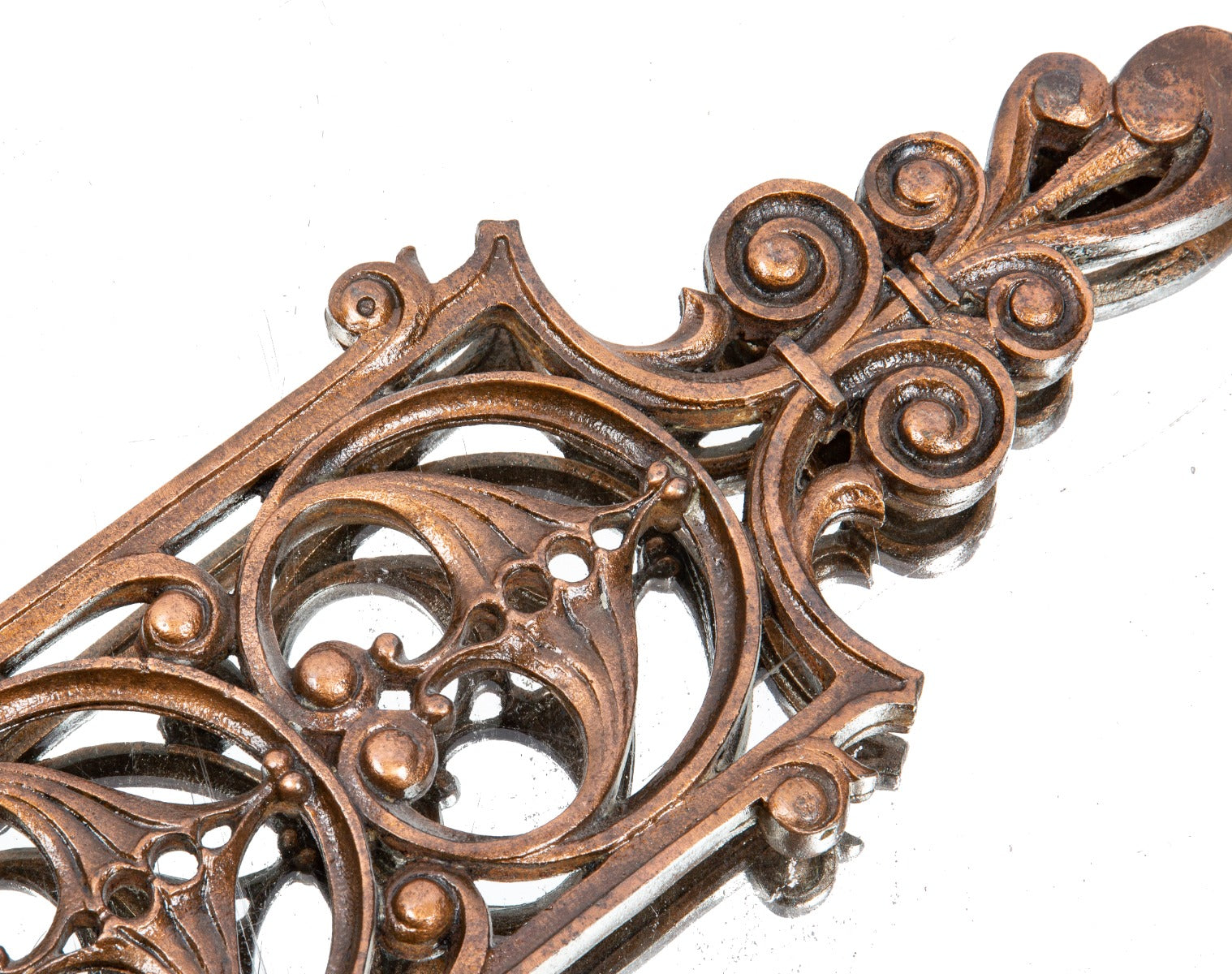 original copper-plated cast iron staircase balustrade salvaged from s.s. beman's 14-story pabst commerical building