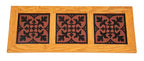 group of three vibrantly colored salvaged chicago minton china 6 x 6 inch tiles with custom oak wood frame