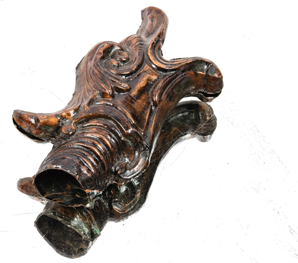 exceptional 19th or early 20th century stamped or pressed copper figural salvaged chicago friedley-voshardt gutter spout