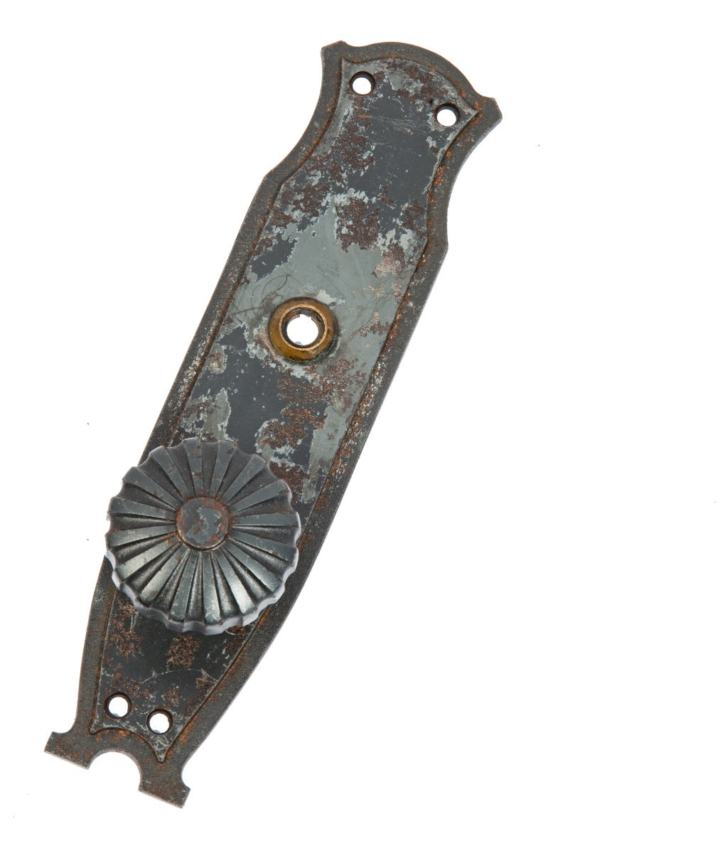 historically important original john wellborn root-designed cast iron doorknob and backplate from the kansas city board of trade building