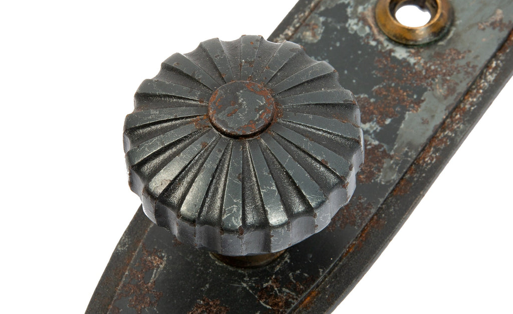 historically important original john wellborn root-designed cast iron doorknob and backplate from the kansas city board of trade building