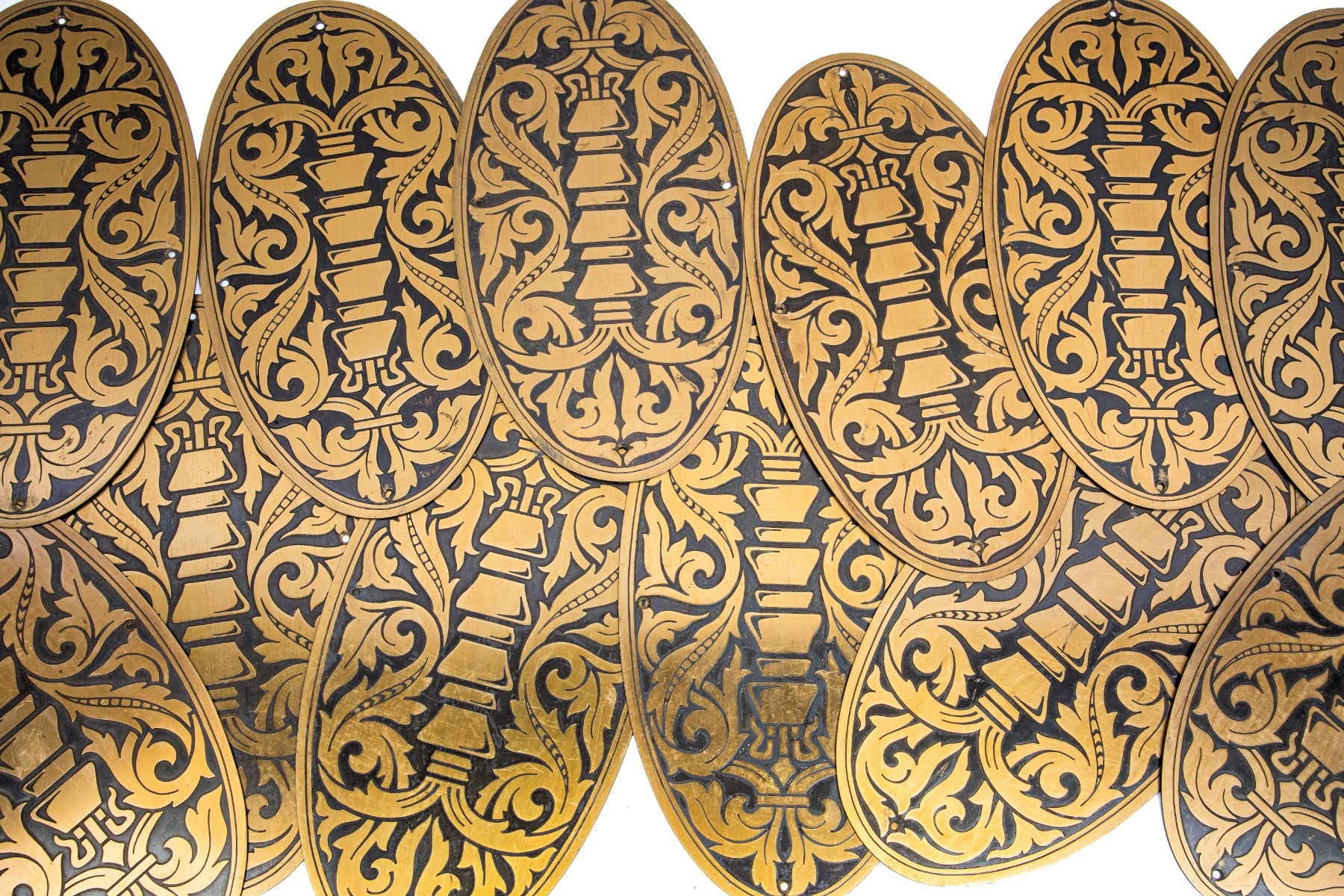 large lot of 13 matching heavy stamped bronze holabird and roche lasalle hotel elevator door decorative panels