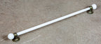 rare late 19th or early 20th century salvaged new york city mansion lavatory milk glass towel rod with unuusual ball finials