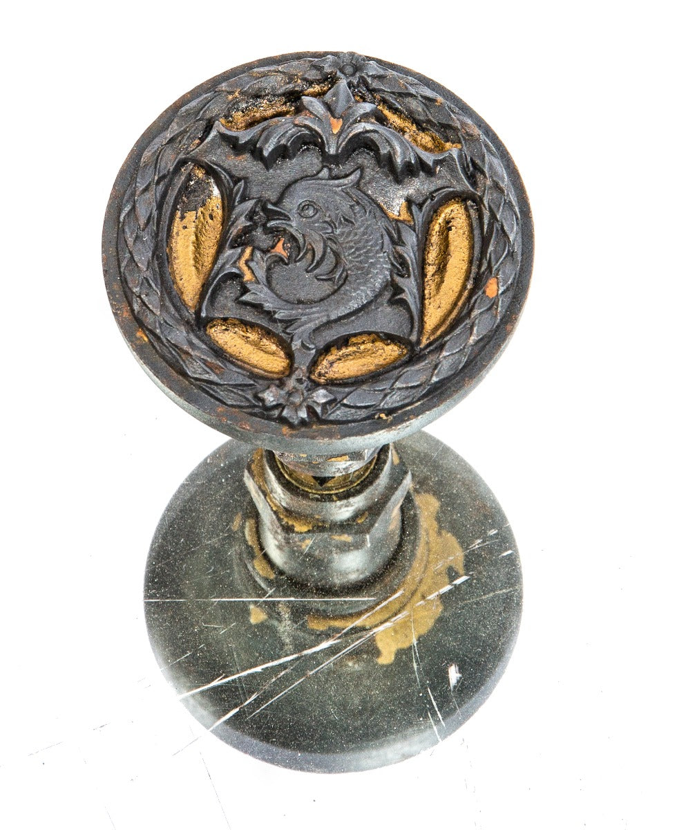 charles b. atwood-designed 1890s figural or emblematic ornamental cast iron fisher building office doorknob