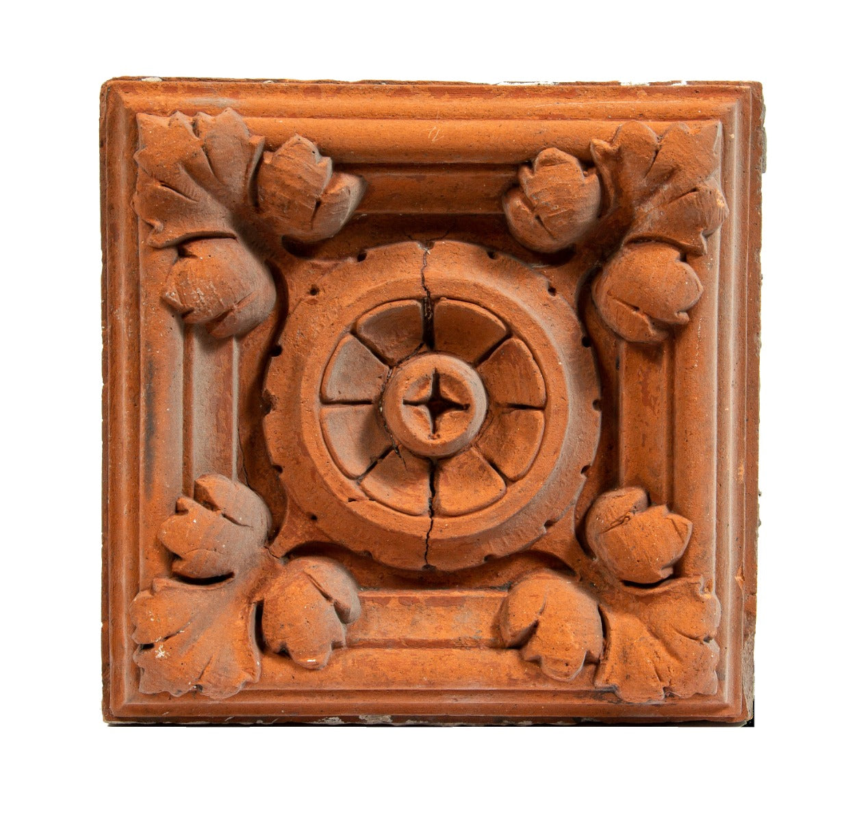 early 1880s salvaged chicago unglazed northwestern terra cotta works terra cotta block with floral motifs