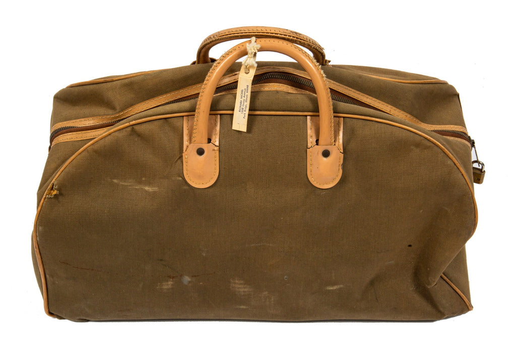 richard nickel's 1950s-1960s audio equipment carrying case with carefully labeled cables, microphones, and speaker