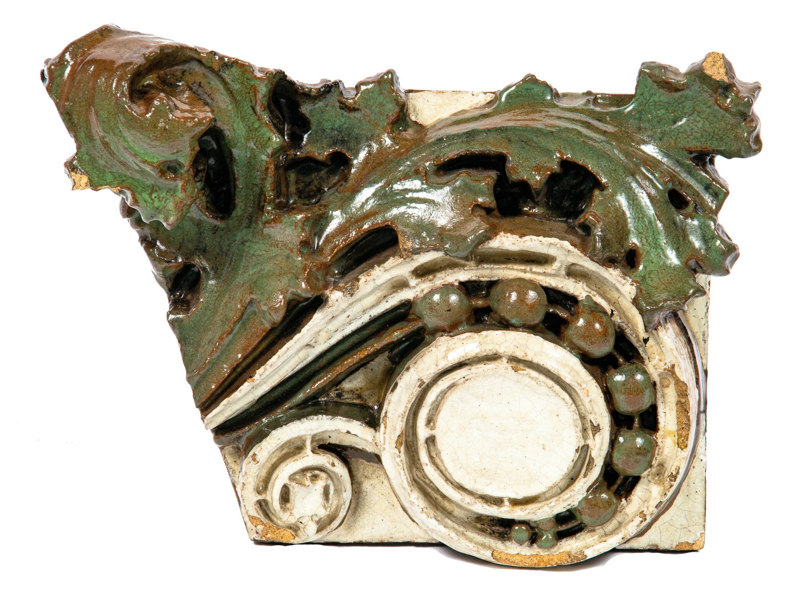 oversized two-tone early 20th century sullivanesque style chicago commerical building glazed terra cotta with deep undercuts