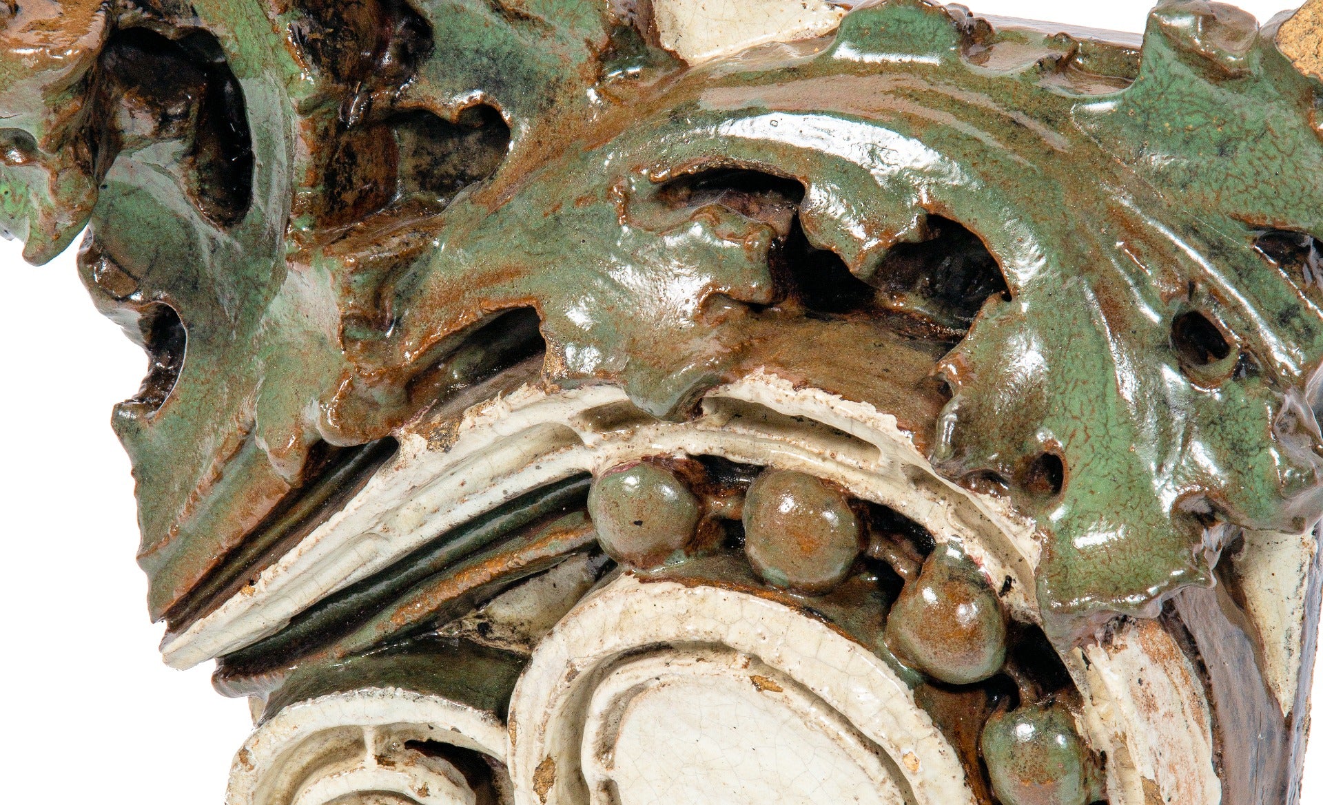 oversized two-tone early 20th century sullivanesque style chicago commerical building glazed terra cotta with deep undercuts