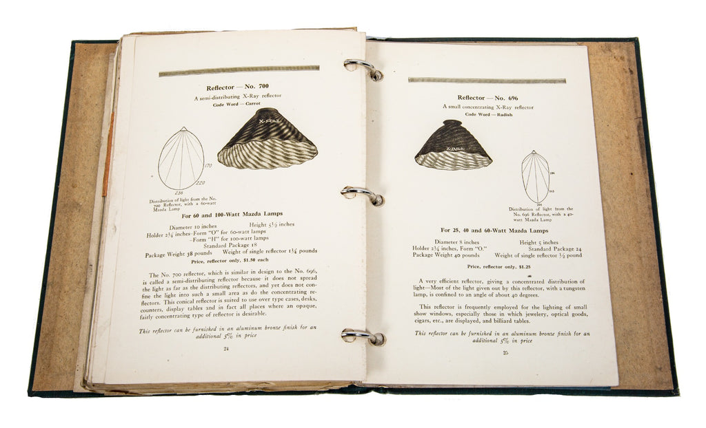 early 20th century original national x-ray reflector company light fixture and shade product catalog