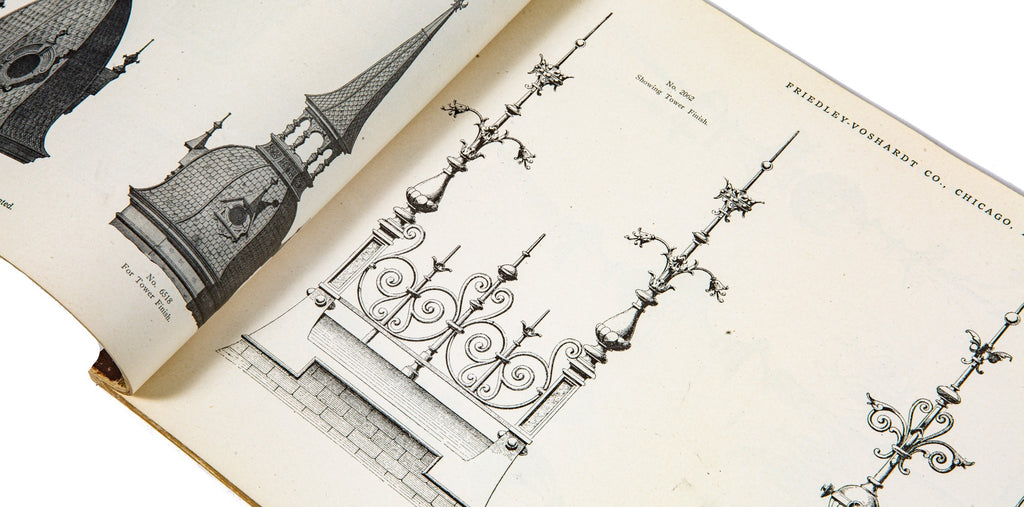 rare early 20th century original and intact profusely illustrated chicago-based friedley-voshardt ornamental metal catalog