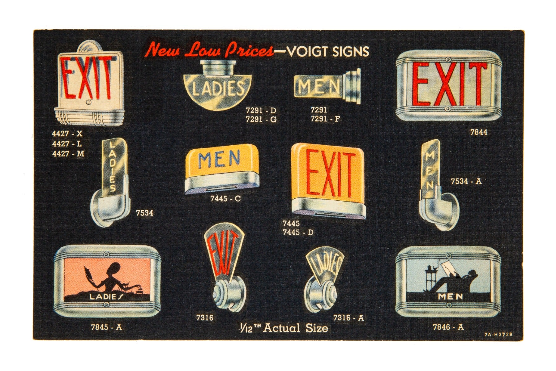 rare late 1930s american art deco voigt sign company illuminated lounfe and exit sign product postcard