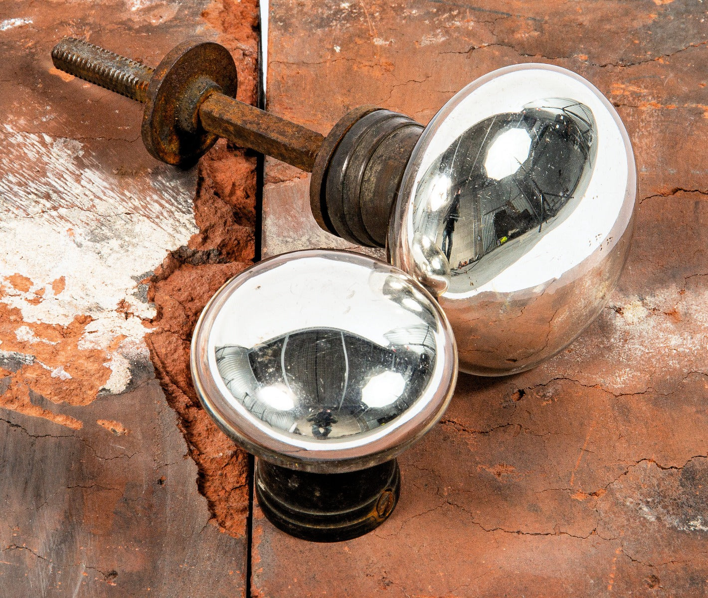 exceptionally rare 1850s massive milwaukee mansion residential entrance door mercury doorknob set with tapered shanks