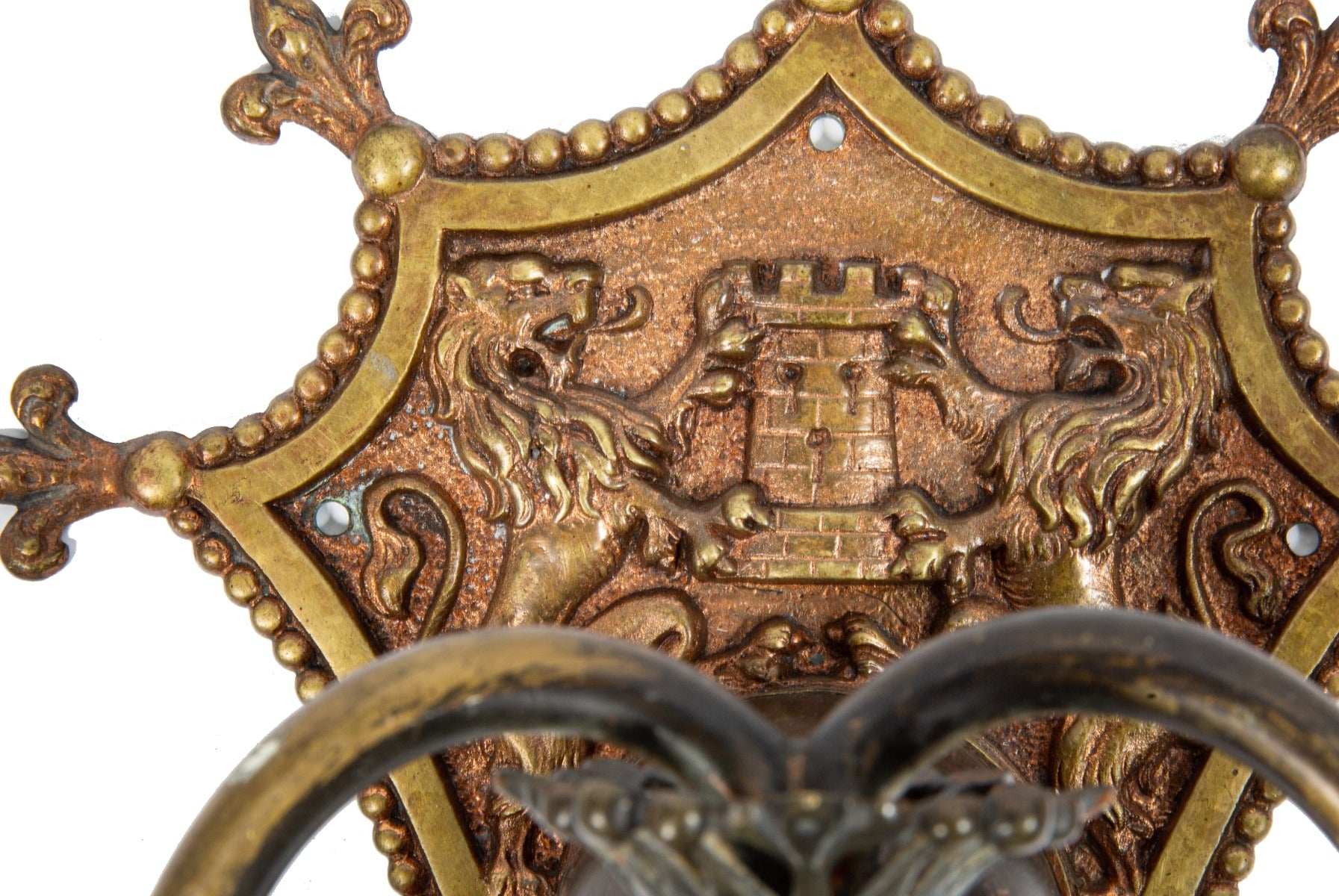 museum-quality 1893 original custom-designed copper-plated cast bronze columbus memorial building lobby wall sconce