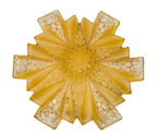 one of two matching american1930's art deco style "modernizer" pressed amber glass drop shades bearing floral motifs