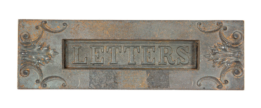 original 19th century milwaukee city hall building interior office door "letters" mailslot with bower-barff finish