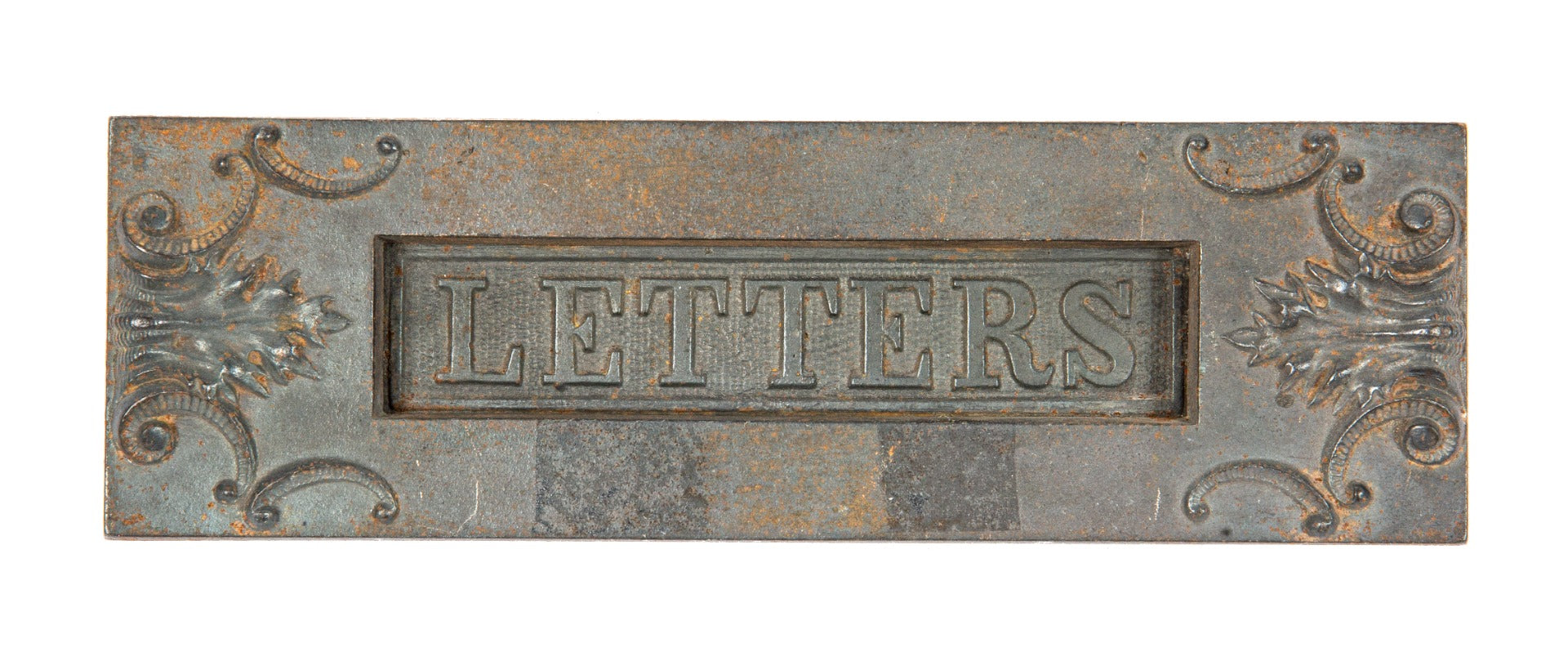 original 19th century milwaukee city hall building interior office door "letters" mailslot with bower-barff finish