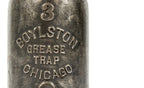 refinished early 20th century american cast iron boylston steam pipe grease trap fitting with embossed lettering