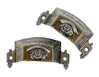 rare 1870s original ornamental cast iron "all-seeing eye" salvaged chicago drawer pulls