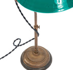 all original early 20th century fully adjustable tubluar brass "c-arm" faries desk lamp with nicely aged patina