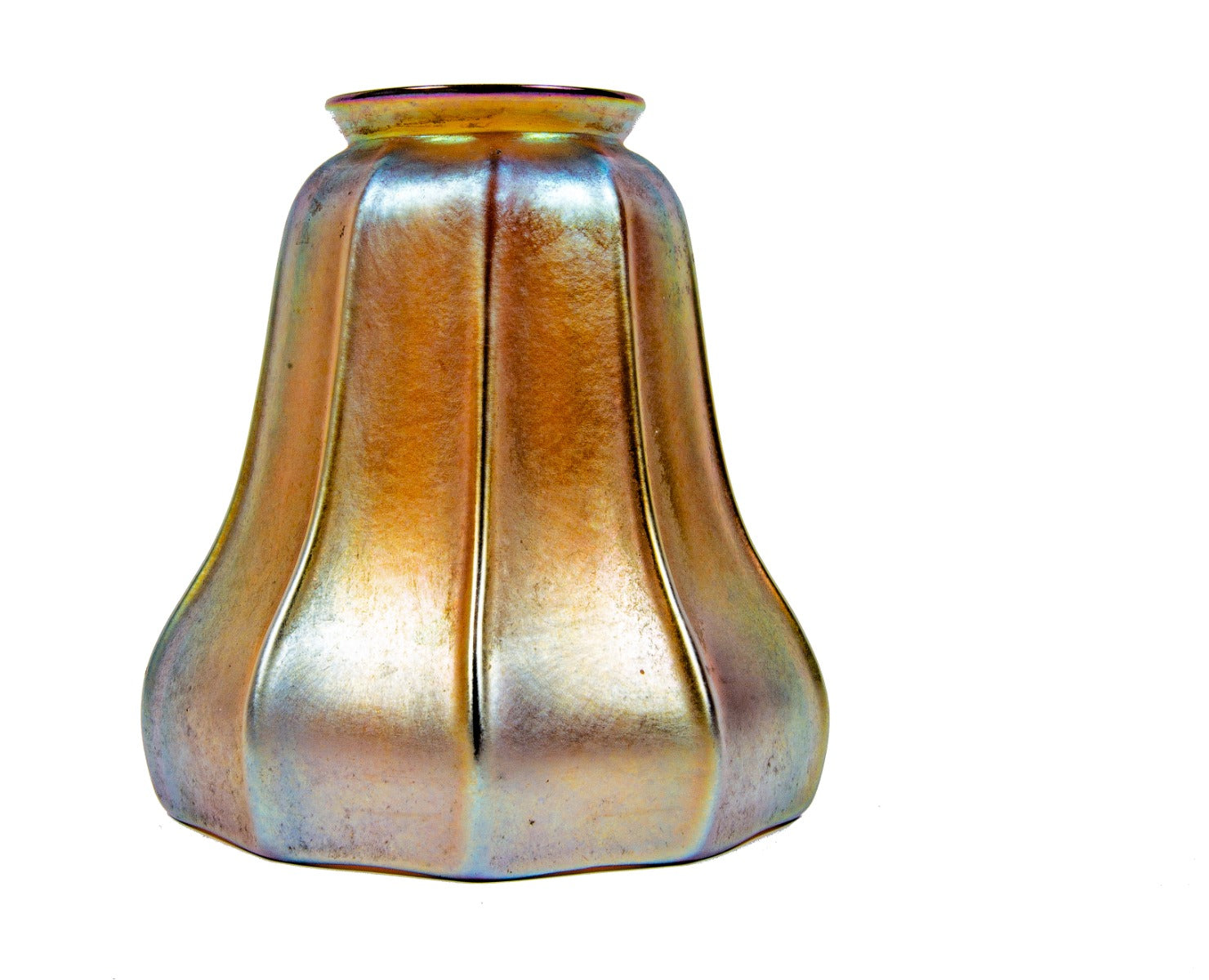 original signed early 20th century richly colored gold aurene steuben light fixture or sconce shade