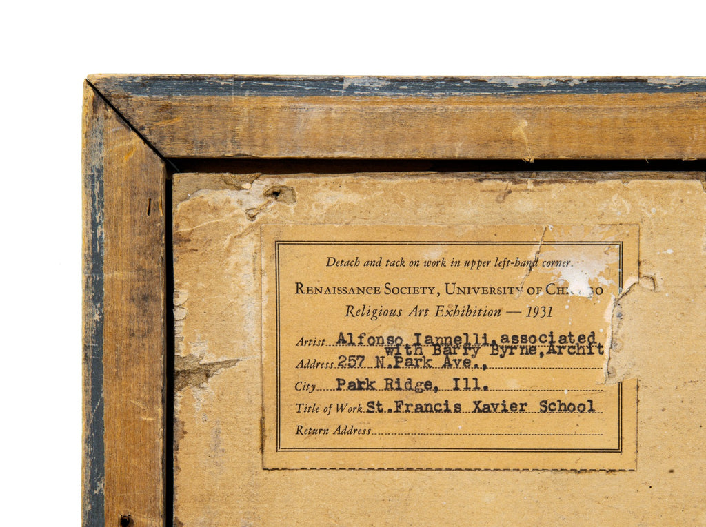 rare 1933 oversized framed photographic print of barry byrne's st. francis xavier school with sculpture by alfonso iannelli