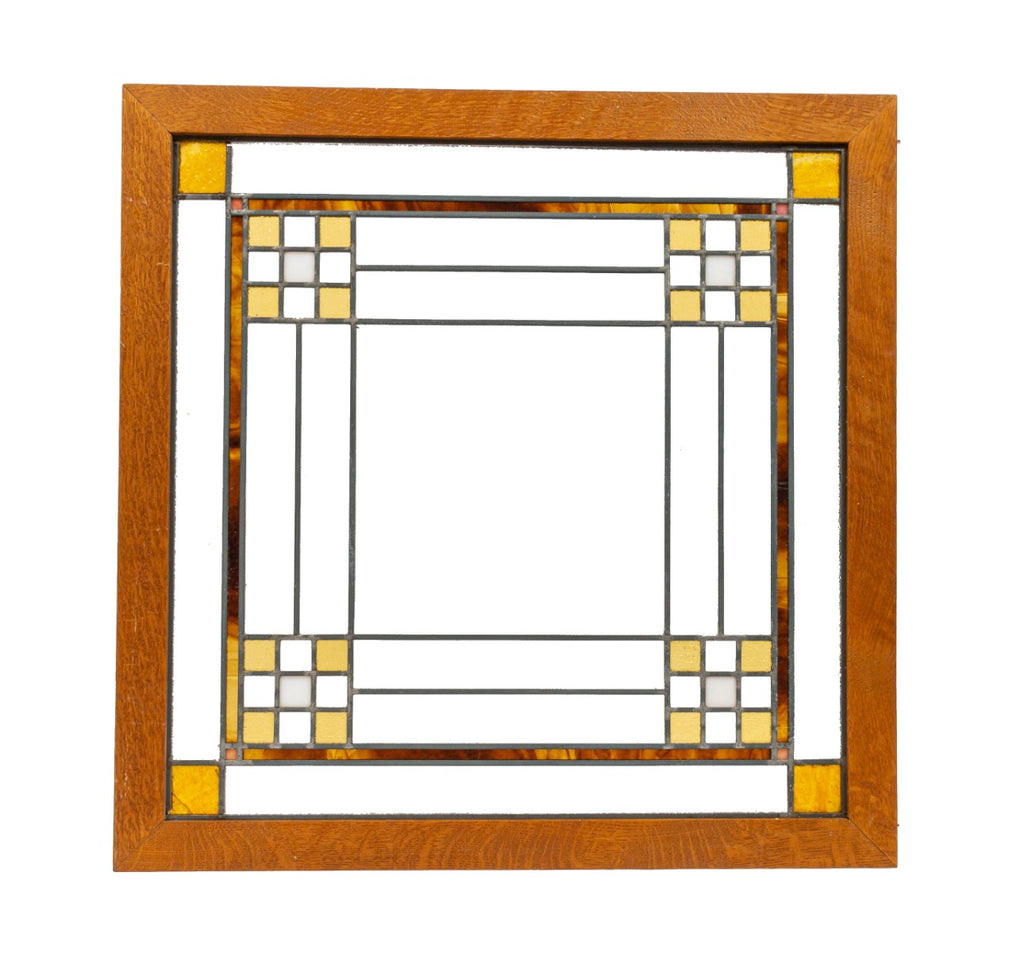 original early 20th century antique american salvaged chicago mission or craftsman style leaded glass window