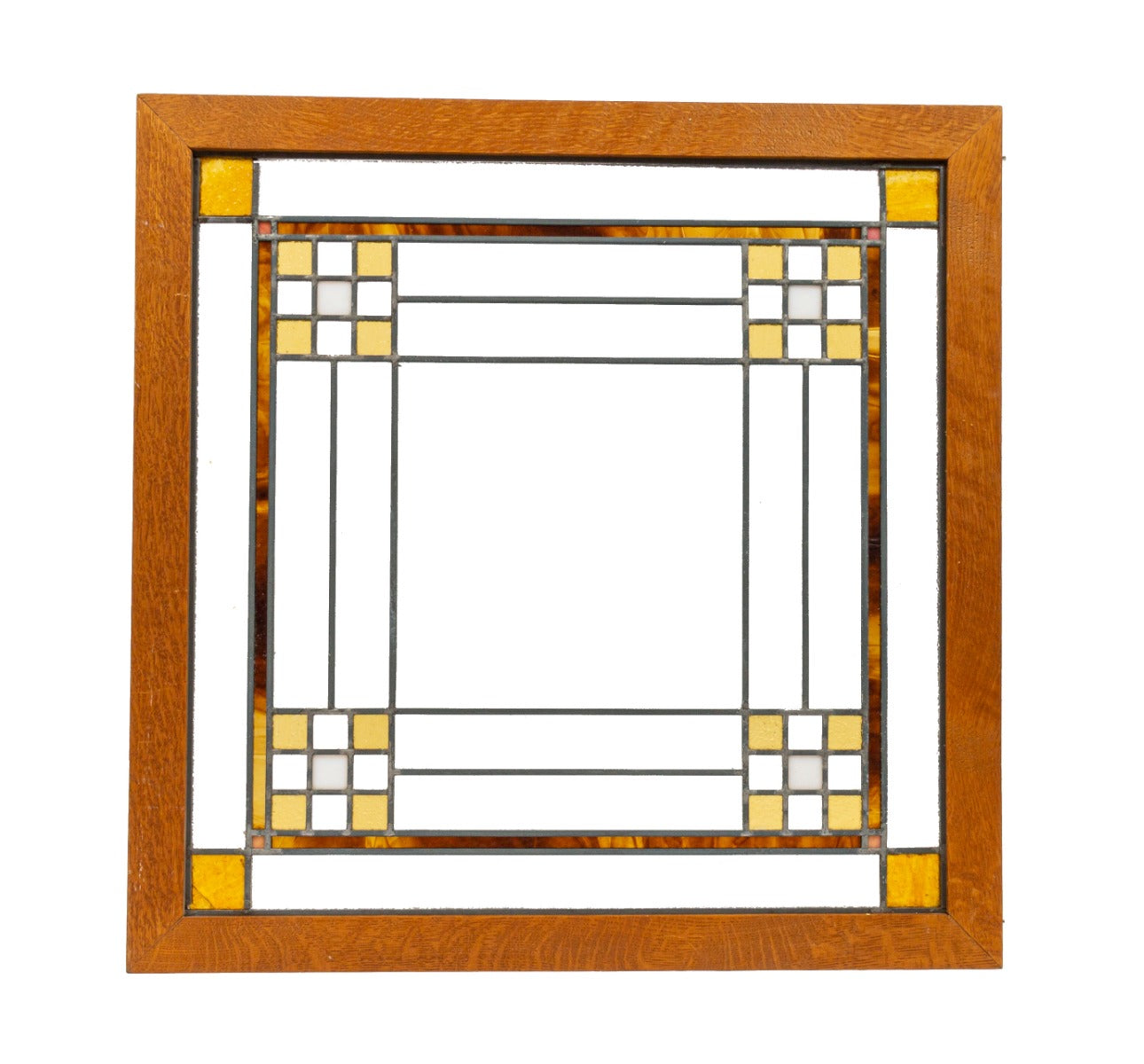 original early 20th century antique american salvaged chicago mission or craftsman style leaded glass window