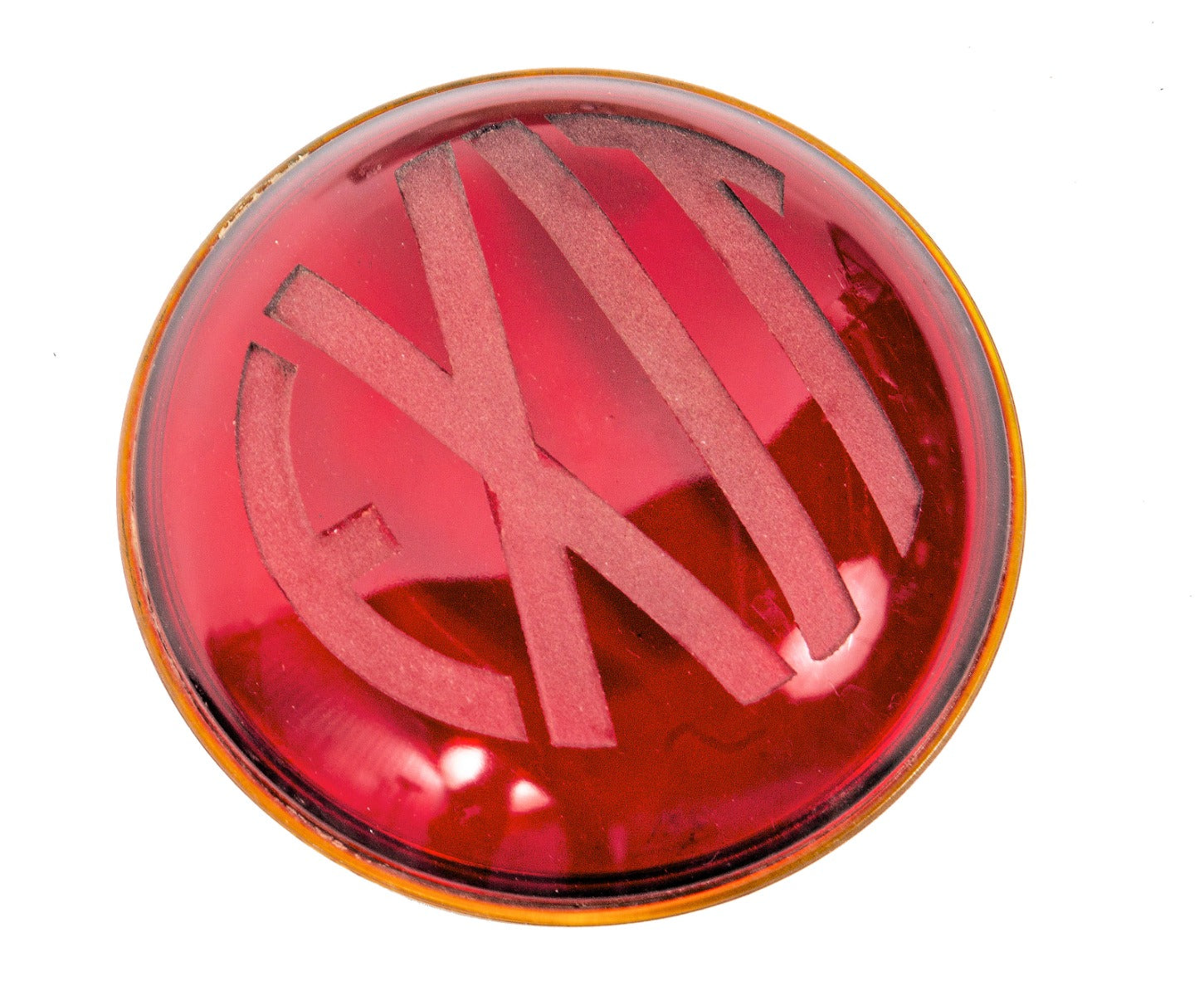 rare voigt sign company ruby red glass 1930s machine age american art deco exit light with deeply incised letters